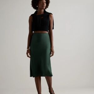 Quince 100% Washable Silk Skirt Forest Green Size Large NWT